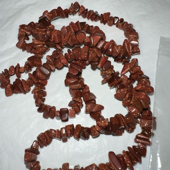Boho Genuine Goldstone Chunky Long Necklace - Picture 7 of 7